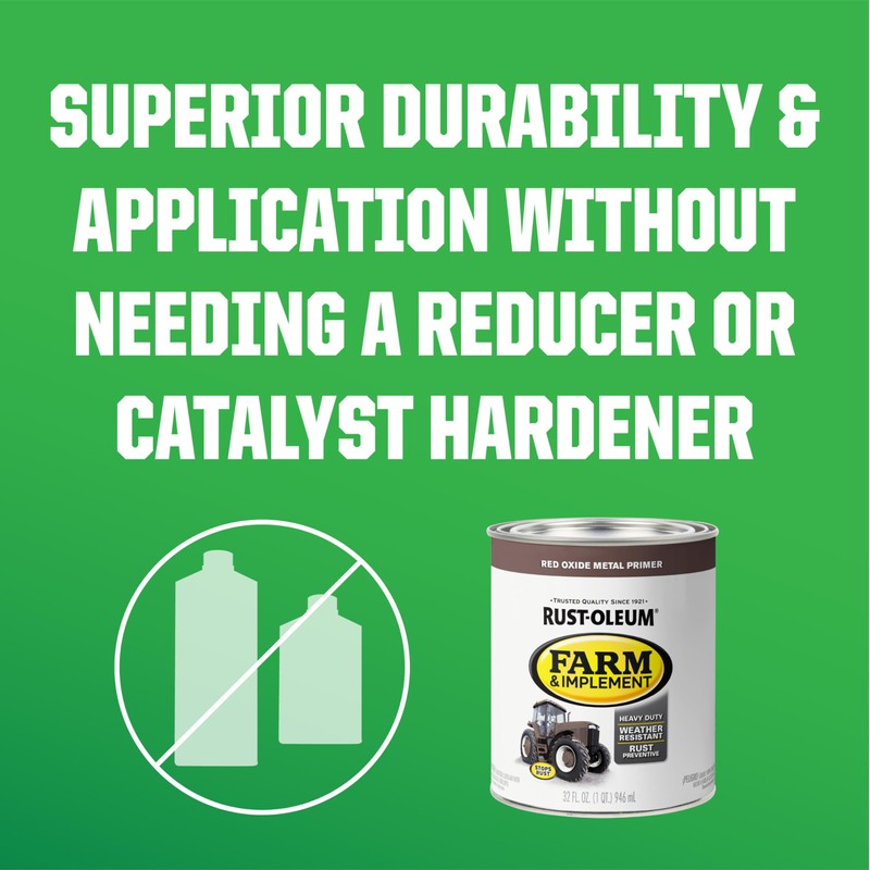 Rust-Oleum 280151 Farm & Implement Enamel Primer Quart, Red Oxide