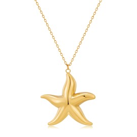 TENTMENTISE Starfish Pendant Necklace for Women Non-Tarnish Adjustable Charm Necklace Boho Dainty Gold Chain Necklace Ocean Inspired Summer Beach Jewelry Trendy Gift for Her