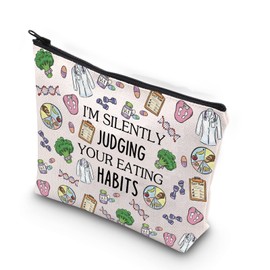 Dietitian Thank You Gift Medical Cosmetic Bag I'm Silently Judging Your Eating Habits Zipper Makeup Bag (JUDGING HABITS CA)