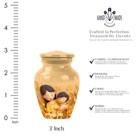 YATHABHISA MOM URN, Memorial Burial Urn - Small Ashes Keepsake for Sister - Decorative Urns - Cremation Urns for Male & Female - Pack of 1 - Small Keepsake Urn for Mom & Dad Ashes