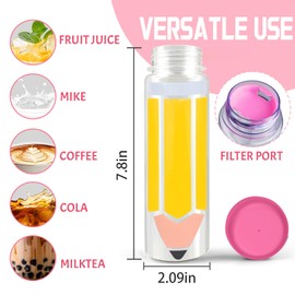 soleim - Juego de 4 tazas de café de plástico reutilizables con diseño de Pencial