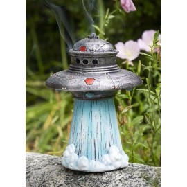 Ebros Gift Flying Saucer Spaceship UFO Alien Craft Taking Off Backflow Incense Cone Burner