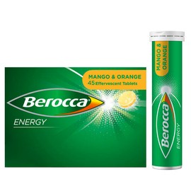 Berocca Energy Vitamin B & C Mango & Orange Flavour Effervescent Tablets 45 Pack