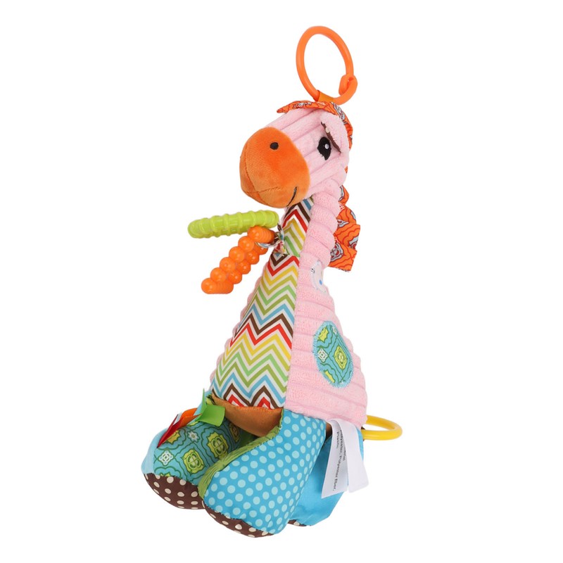 Infant Stroller Rattle Bell with Teether Mirror Cute Giraffe Plush