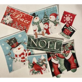 IronOns.US 7 Snowman Snowflake Holiday Christmas Winter - Iron On fabric appliques