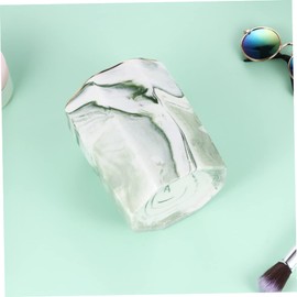 Operitacx Edged Green Ceramic Pen and Makeup Brush Holder Elegant Desktop Organizer for Pens Pencils and Brushes Stylish Storage Container for Office and Vanity Use