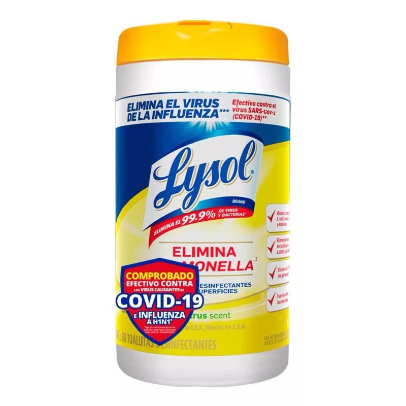 Lysol Toallitas Desinfectantes Lysol De Superficies Citrus 80 Toallitas