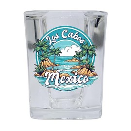 R and R Imports Los Cabos Mexico Design A Souvenir 2.5 Ounce Shot Glass Square 4-Pack