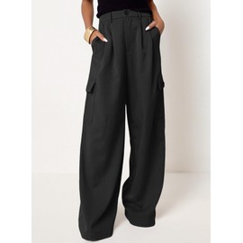 Dokotoo Black Work Pants Women Dress Pants 2024 Fall Outfits Womens Fashion Loose Slacks Business Casual High Waisted Trendy Loose Wide Leg Ladies Clothes Clothing Teacher