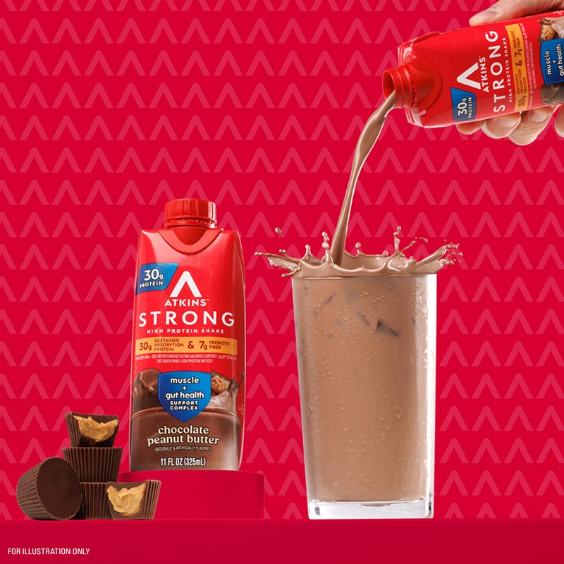 Atkins Strong High Protein Shake, Chocolate Peanut Butter Flavor, 30g