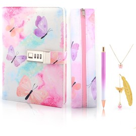 Gifts for Girls 7 8 9 10 11 12 13 14 Years, Diary with Lock, Notebook Girls Diary with Code Pencil Case Bookmark, Xmas Birthday Gift Girls Teenagers Age 6-15