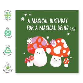 Central 23 Birthday Card For Her Him Men Women - A Magical Birthday To A Magical Being - Cute Mushroom Greeting Cards For Best Friend Sister Brother Cousin - Comes With Fun Stickers