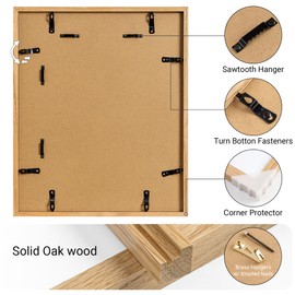 Heimlove 14x17 Picture Frames Oak Wood,14 x 17 Photos Frame with Tempered Glass,Wall Gallery Poster Frame with No Mat,Horizontal and Vertical for Wall Mounting,Home Office Decoration,Natural Oak Color