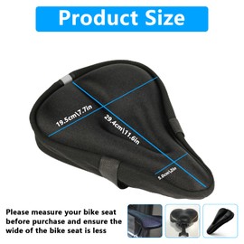 Gel Bike Seat Cushion, Padded Bike Seats Cover, Black Bicycle Seat Cushions, Waterproof Soft and ComfortableBike Saddle Cushions Covers with Memory Foam & Gel Padding for Indoor Outdoor