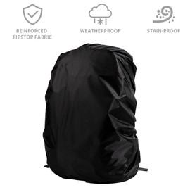 Backpack Rain Cover Waterproof Nylon Rucksack Bag Cover Rainproof Backpack Cover for Hiking Climbing Camping Adjustable for Backpacks of 45L-60L (Black)