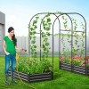 Docred Galvanized Raised Garden Bed Planter Box with Arch Trellis