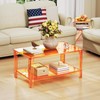 solaround Acrylic Coffee Table with Storage Shelf,Rectangle Living Room 2-Tier