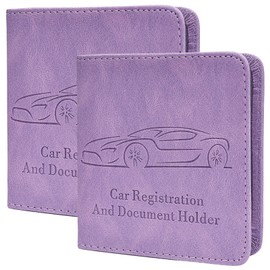 Peisicne 2-Pack Car Registration and Insurance Holder for Women Men, Glove Box Paperwork Organizer with Magnetic Buckle for Easy Access and Protect Documents and Various Cards in Vehicle, Purple