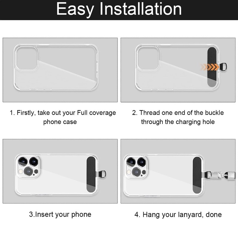 2 Pieces Black Universal Phone Chain Phone Lanyard Patch Ultra