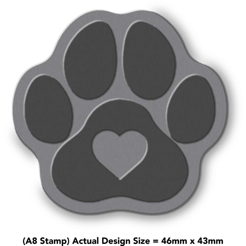 A8 'Paw Print Heart' Unmounted Rubber Stamp (RS00029646)