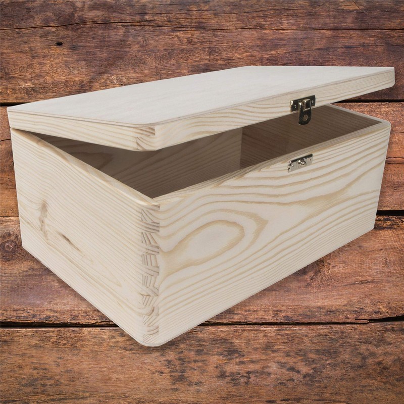 Wooden Storage Box with Lid and Gold Clasp | 30