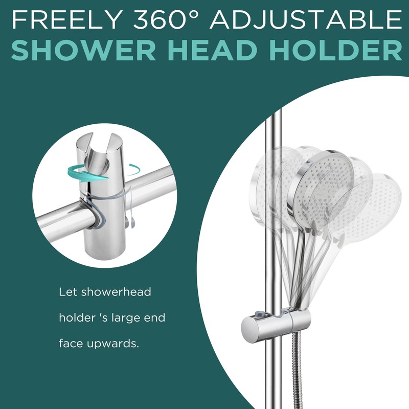 16.5-Inch Shower Riser Rail Kit Adjustable Shower Slide Bar with