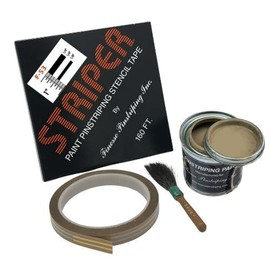Automotive Pinstriping KIT - Stencil/Brush/Paint - Pinstripe Your Car/Truck | Striper: F-53 | Results: 1/4 inch Stripe, 1/4 inch Space, 1/8 inch Stripe (Buckskin, 42 Foot roll)