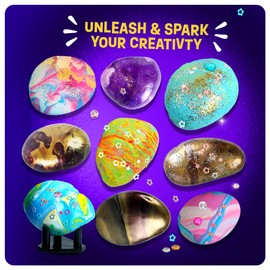 Dan&Darci Paint Pouring Rocks for Kids - Rock Painting Kit - Arts and Crafts for Kid Ages 8-12 - Craft for Girls 6 7 8 Year Old Girl - Birthday Christmas Gifts for Boys - Art Kits - Toys for Age 6-7