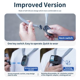 TELESIN POV/VLOG Action Camera Neck Mount with Magnetic Design, Multi-Angle Adjustable Neck Support, Action Camera Mount Support for GoPro/Insta360/DJI/Smartphone