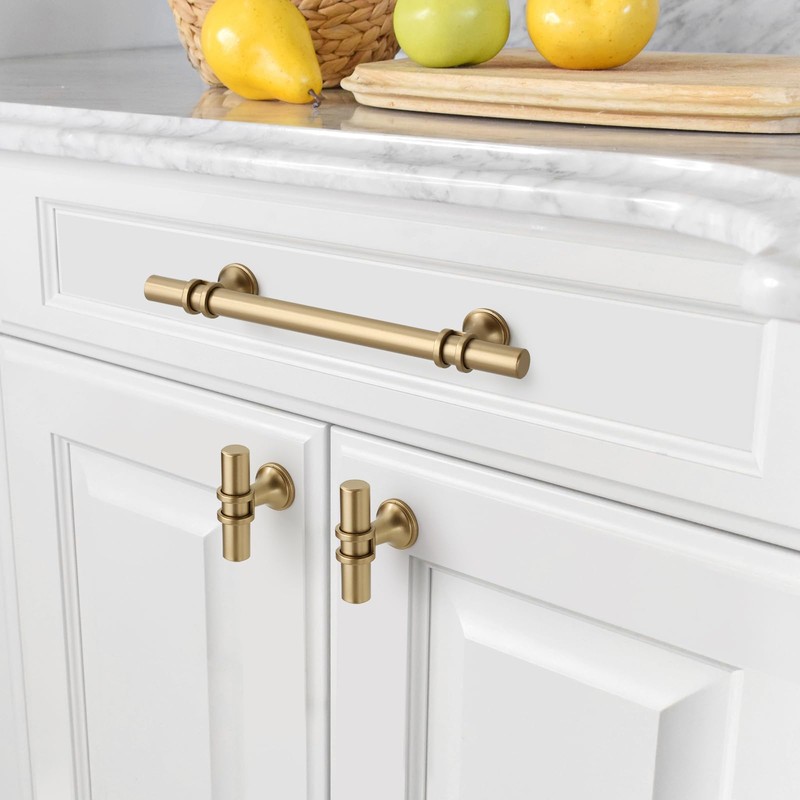 Amerdeco 10 Pack Gold Cabinet Pulls 5 Inch(128MM) Hole Centers