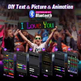 Vanesa 2PCS Large Devil Eyes Light for Cars/Truck 4.7x23.4 Inch, Led Eyes for Car/Truck Windshield, Flexible Led Digital Display, Programmable Scrolling LED Sign for Business Shop Bar Concert