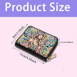 JZHYOAN DIY Portable Diamond Art Credit Card Holder for Woman, Coin Purse Keychain Zipper Business Anti-demagnetization Card Holder Wallet Outdoor
