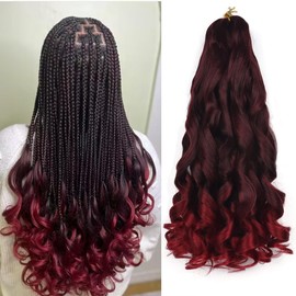 French Curly Braiding Hair 18 Inch 8 Packs Curly Braiding Hair French Curl Crochet Braids Micro Braiding Hair Crochet Hair with Curly Ends Hair Extensions for Black Women(18 Inch/Pack of 8, Tbug）