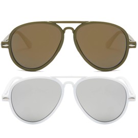 OWL Set of 2 Brown & White Kids Aviator Sunglasses Shades UV400 Lens for Boys Girls Party Favors party supplies