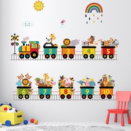 Educational Number Wall Decals 1 to 10 - Animal Counting Stickers with Arabic Numerals, Peel & Stick Vinyl Classroom Decor for Toddlers, Kids Nursery & Playroom