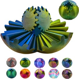 TIMCHESS Gearsphere - The Steampunk Whirling Wonder Fidget Gear Balls, Gear Sphere Fidget, 3D Gear Rotating Ball, 3D Printed Gear Balls, Stress Ball for Anxiety Relaxing (Blue Golden)