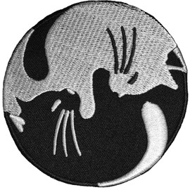 Papapatch Cat Yin Yang Kung Fu Chinese Tao Balance Sign Symbol Logo T-Shirt Costume DIY Applique Embroidered Sew Iron on Patch (Iron-CAT-YIN-YANG)