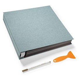 HoneyTolly Large Photo Album Self Adhesive 4x6 5x7 3x5 8.5x11 Scrapbook Magnetic Album DIY Scrap Book Length 13 x Width 12.8 (Inches) 120 Black Sticky Pages Linen Cover DIY Photo Album(Green)