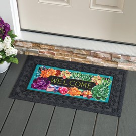 Evergreen Flag Spring Sassafras Switch Mat Inserts, Interchangeable Front Door Mat Outdoor Entrance, Indoor Door Mats for Entryway, 22 x 10 Inches Sassafras Doormat Inserts (Succulent)