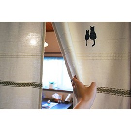 SunnyDayFabric Noren Stitch Cat Approx. Width 33.5 inches (85 cm) x Length 59.1 inches (150 cm)