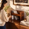 CroBlissful 2-Tier Wooden CD Storage Holder, Cutout Brown CD Display