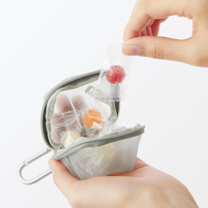 Muji 84475559 Nylon Mesh Compact Pouch, Gray, Approx. 2.8 x