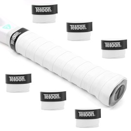 Teloon Overgrip Racket Grip Tape Tennis Overgrip Grip Tape，(6 or 12 Pack) Absorb Sweatbands Stretchy Anti Slip Protector Handle Overgrips. (White-12 pcs)
