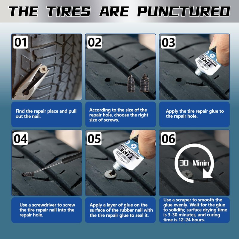Tire Repair Glue, Rubber Cement for Sidewall Fixes, Suitable for