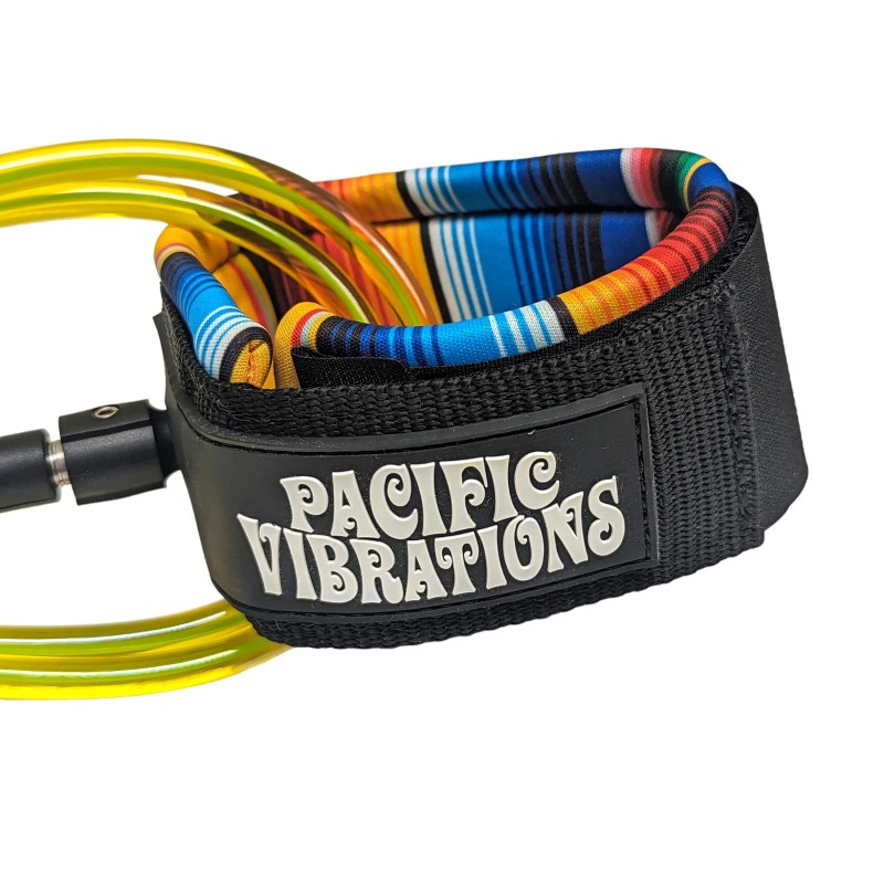 Pacific Vibrations Longboard Ankle leash 9ft Lime 7mm double swivel