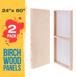 U.S. Art Supply 24" x 60" Birch Wood Paint Pouring Panel Boards, Gallery 1-1/2" Deep Cradle (Pack of 2) - Artist Depth Wooden Wall Canvases - Painting Mixed-Media Craft, Acrylic, Oil, Encaustic