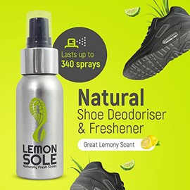Lemon Sole Lemon Sole Natural Shoe Freshener & Deodoriser with 6 Powerful Essential Oils for Long-Term Odour Control, Great for Sports, Fresh Lemon Scent. Lemon Fresh shoes every day.