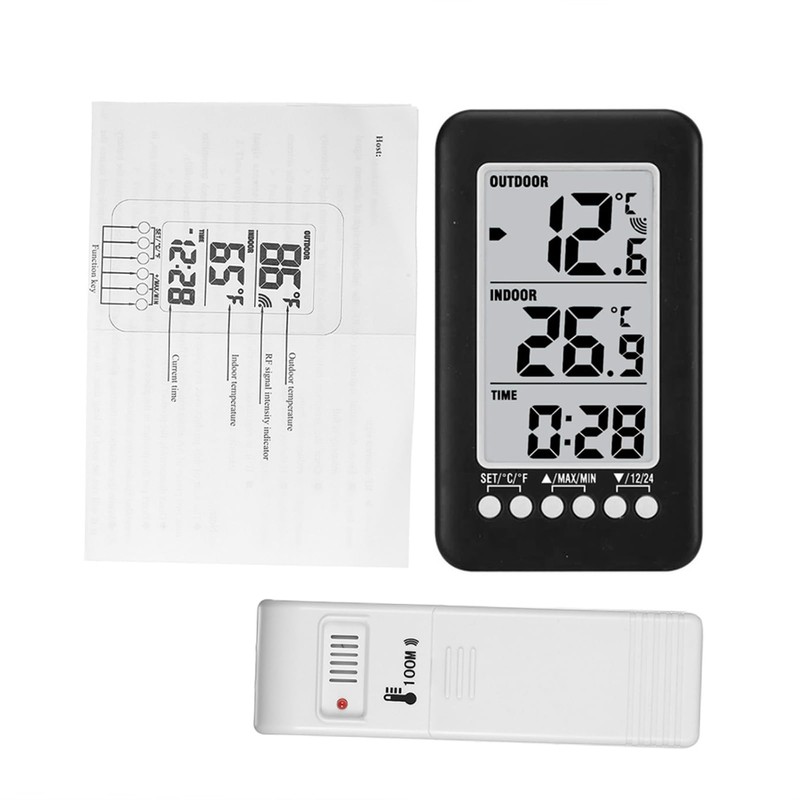 Hygrothermograph, Eacam LCD ℃/℉ Digital Wireless Indoor/Outdoor Thermometer Clock Temperature