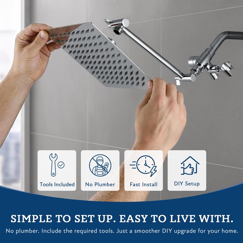 G-Promise All Metal 10" Dual Square Shower Head Combo |