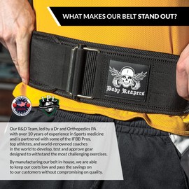 BodyReapers Nylon Self-Locking Weight Lifting Belt, 4" Weightlifting Belt For Fitness, Weight Lifting, Olympic Lifting - Adjustable Deadlift Belt, Squat Belt - Workout Belt For Men & Women